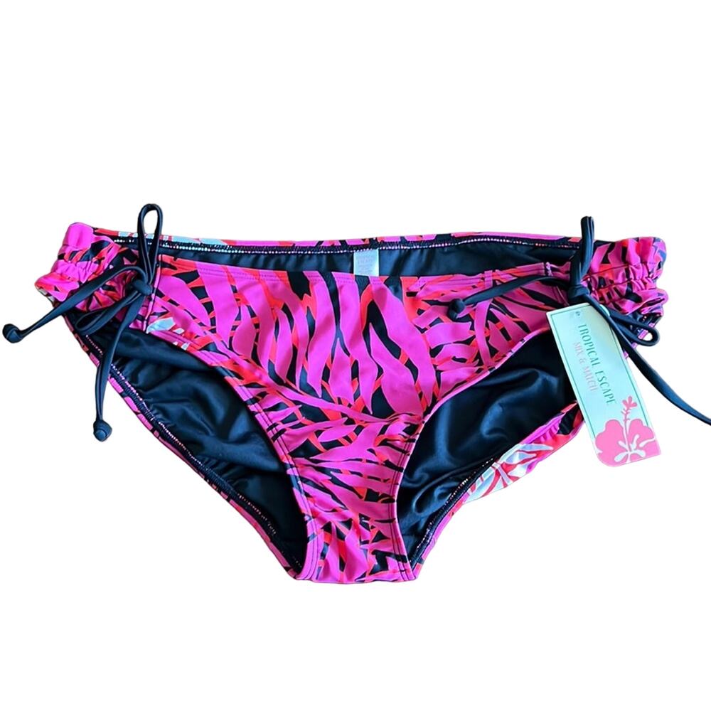 Tropical Escape Size 14 Pink Print Bikini Bottom NWT Side Ties